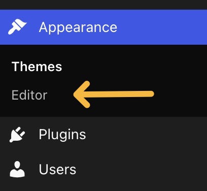 An arrow points to Editor under Appearance.