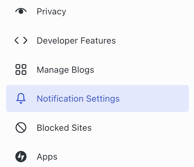 Impostazioni delle notifiche evidenziate nella barra laterale sinistra della pagina del profilo di WordPress.com.