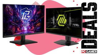 ASRock and MSI gaming monitors facing each other
