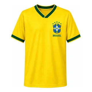 Camiseta Brasil Torcedor Seleção Brasileira Malha Dry Fit Amarelo Gg