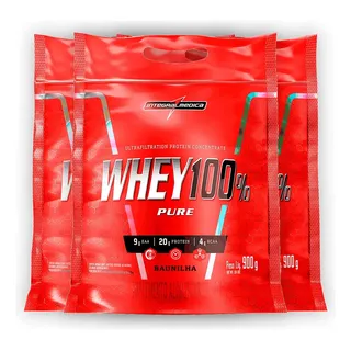 Kit 3 Whey Protein 100% Puro Integral Medica Baunilha 900g Baunilha