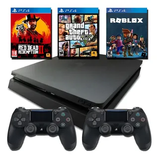 Sony Playstation 4 Ps4 Slim 500gb +2 Controles + Jogo Game Preto Onyx