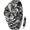 OLEVS Uhren Herren Diamant Business Kleid Analog Quarz Edelstahl Wasserdicht Leuchtdatum Zweifarbig Luxus Casual Armbanduhr Geschenke für Männer