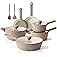 SENSARTE Ceramic Nonstick Pots and Pans Set 17pcs, Healthy Induction Cookware Set, Nontoxic Kitchen Cooking Set with Skillets