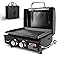 QuliMetal Tabletop Grill Portable Griddle with Hood Non-Stick Flat Top Grill Griddle Propane Grill with Carry Bag 22 Inch, 48