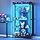 AODK Display Case with LED Lights, Display Cabinet with Glass Storage Shelves and Industrial Metal Mesh, 4-Tier Display Shelf
