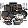 Kitchen Induction Cookware & Bakeware Set - 30 Piece Black Granite Cooking Pans Set, Non-Stick Pots and Pans Set