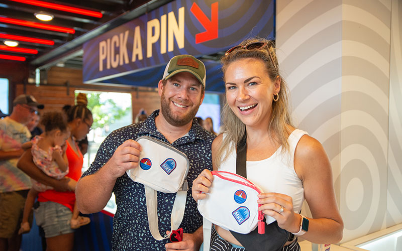 A couple at the American Family Insurance House experience