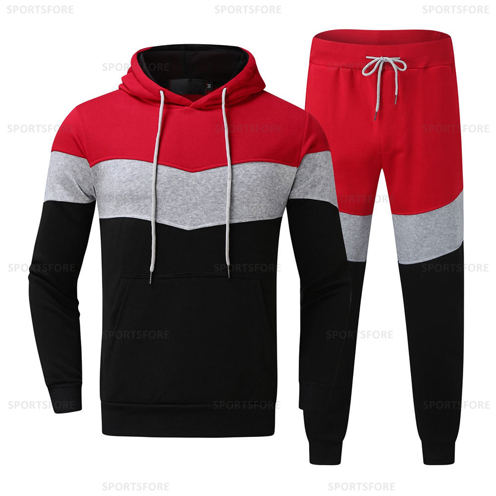 Red Grey Black Tracksuit Set