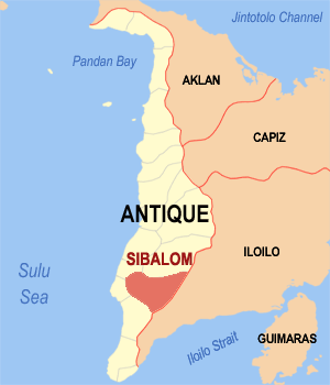 Mapa han Antique nga nagpapakita kon hain nahamutangan an Sibalom