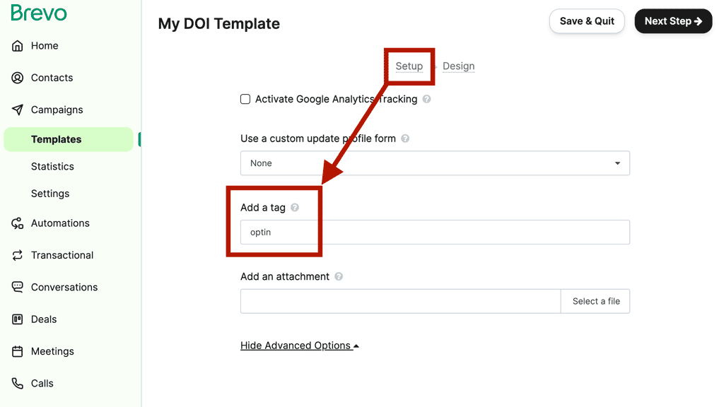 WS Form - Brevo Add-On - Adding the optin tag to email templates