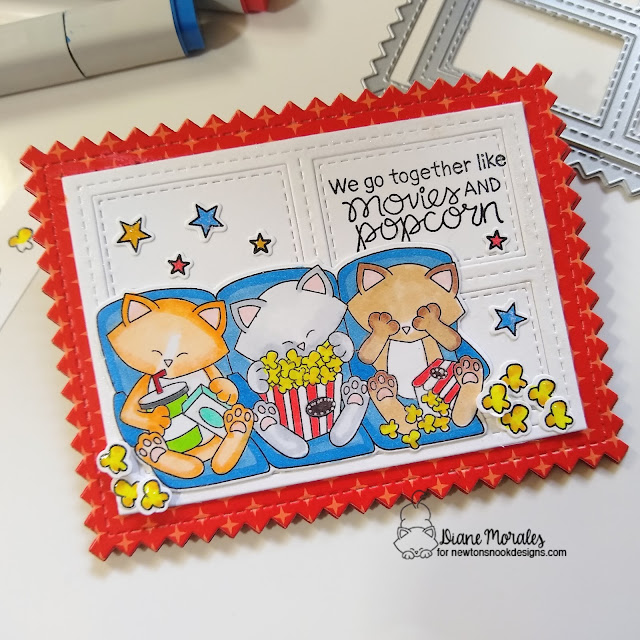 Blockbuster Summer Card by Diane Morales | Newton's Movie Night Stamp Set, Fireworks Paper Pack, Frames & Tags Die Set by Newton's Nook Designs Blockbuster Summer Card by Diane Morales | Newton's Movie Night Stamp Set, Fireworks Paper Pack, Frames & Tags Die Set by Newton's Nook Designs