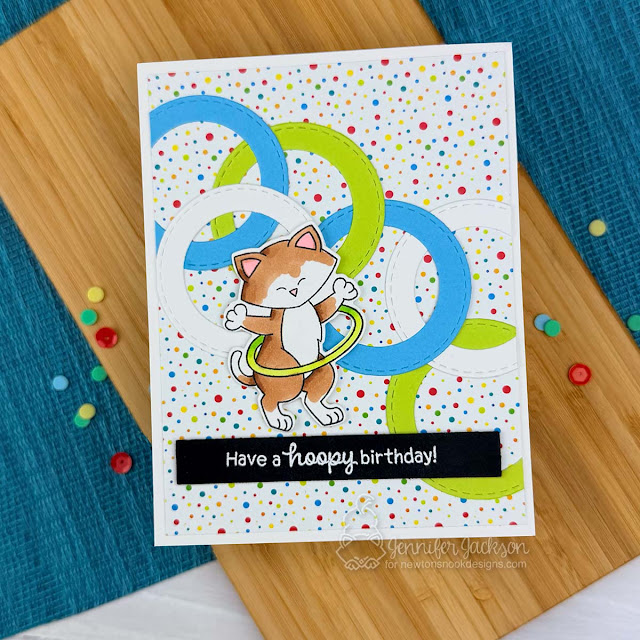 Hoopy Birthday Card by Jennifer Jackson | Hula Hoop Newton Stamp Set and Circle Frames Die Set by Newton's Nook Designs #newtonsnook #handmade Hoopy Birthday Card by Jennifer Jackson | Hula Hoop Newton Stamp Set and Circle Frames Die Set by Newton's Nook Designs #newtonsnook #handmade