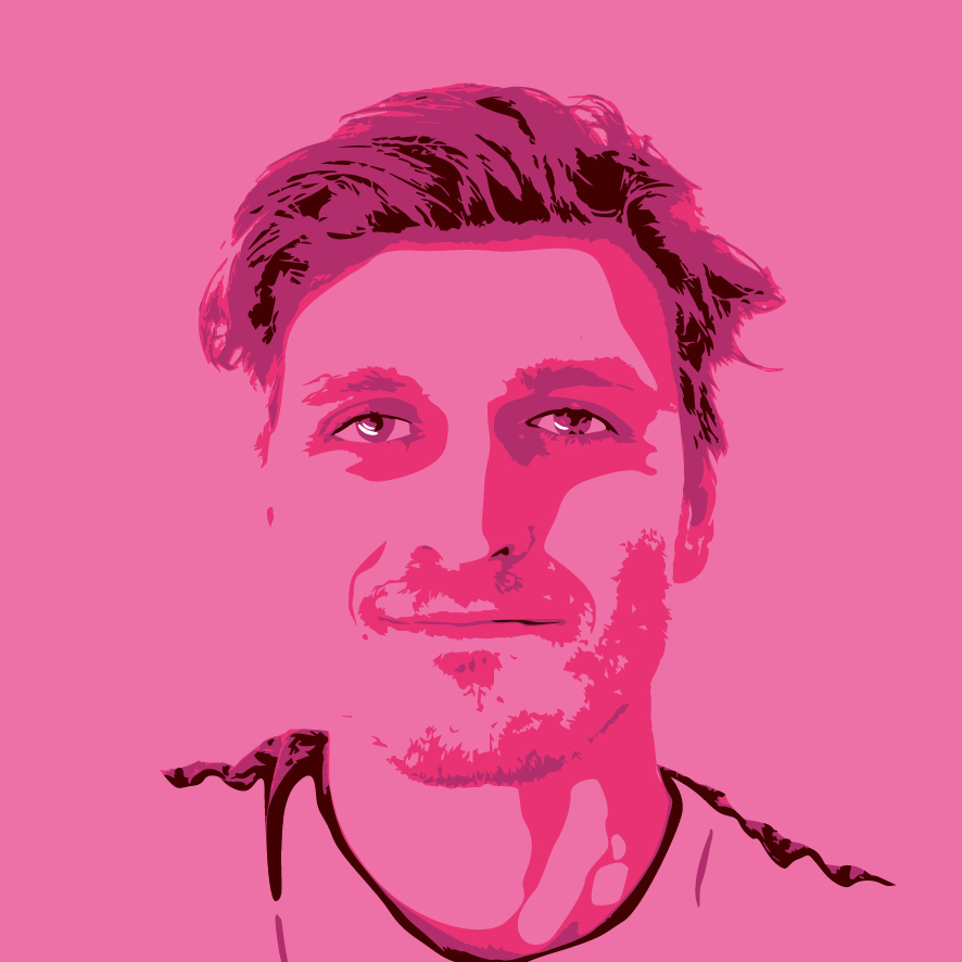 Jacob Ridley headshot in pink