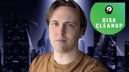 Christoffer Bodegard in front of a Deus Ex backdrop