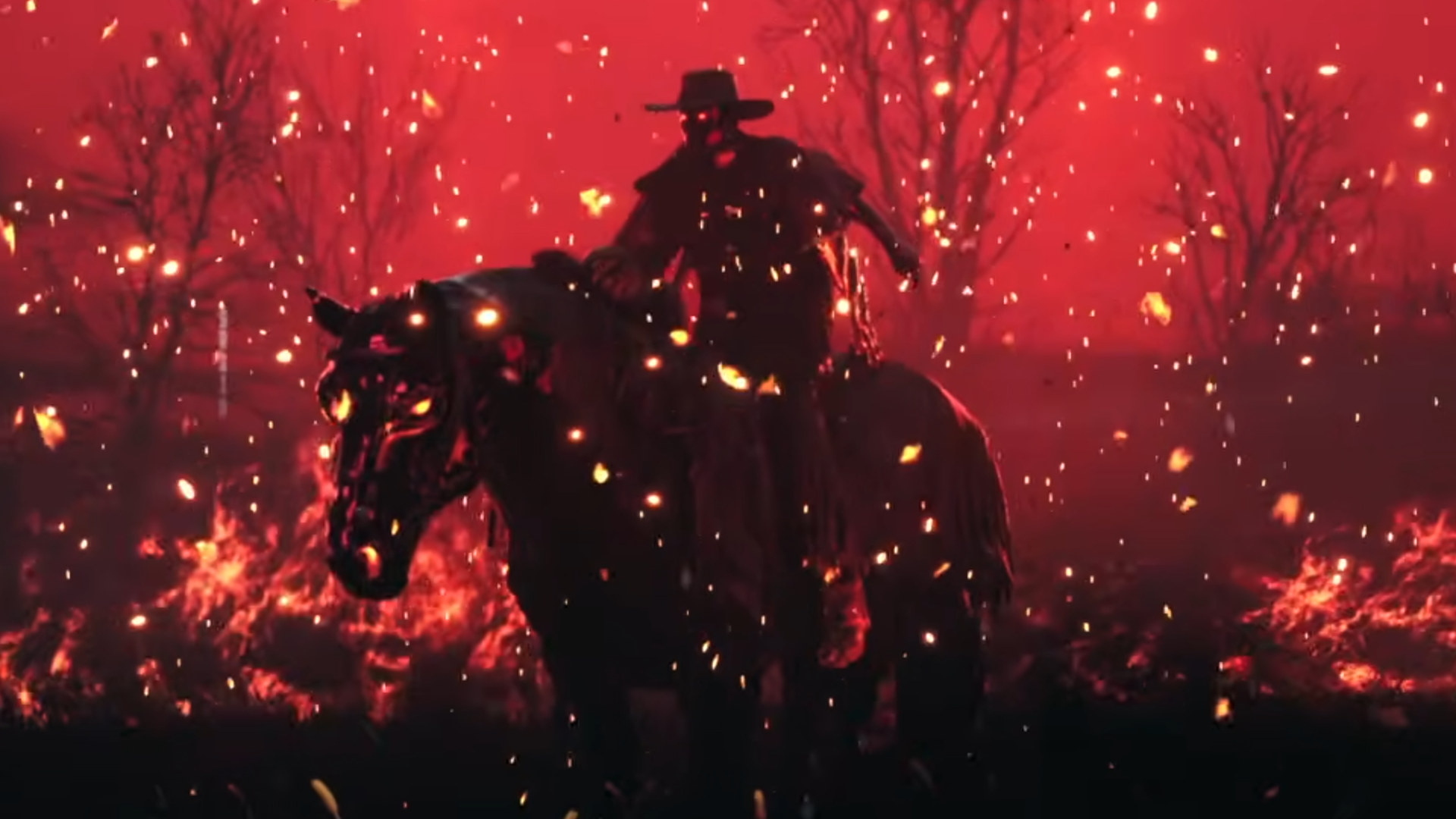 Guns of Eschaton trailer still - rider on an infernal horse