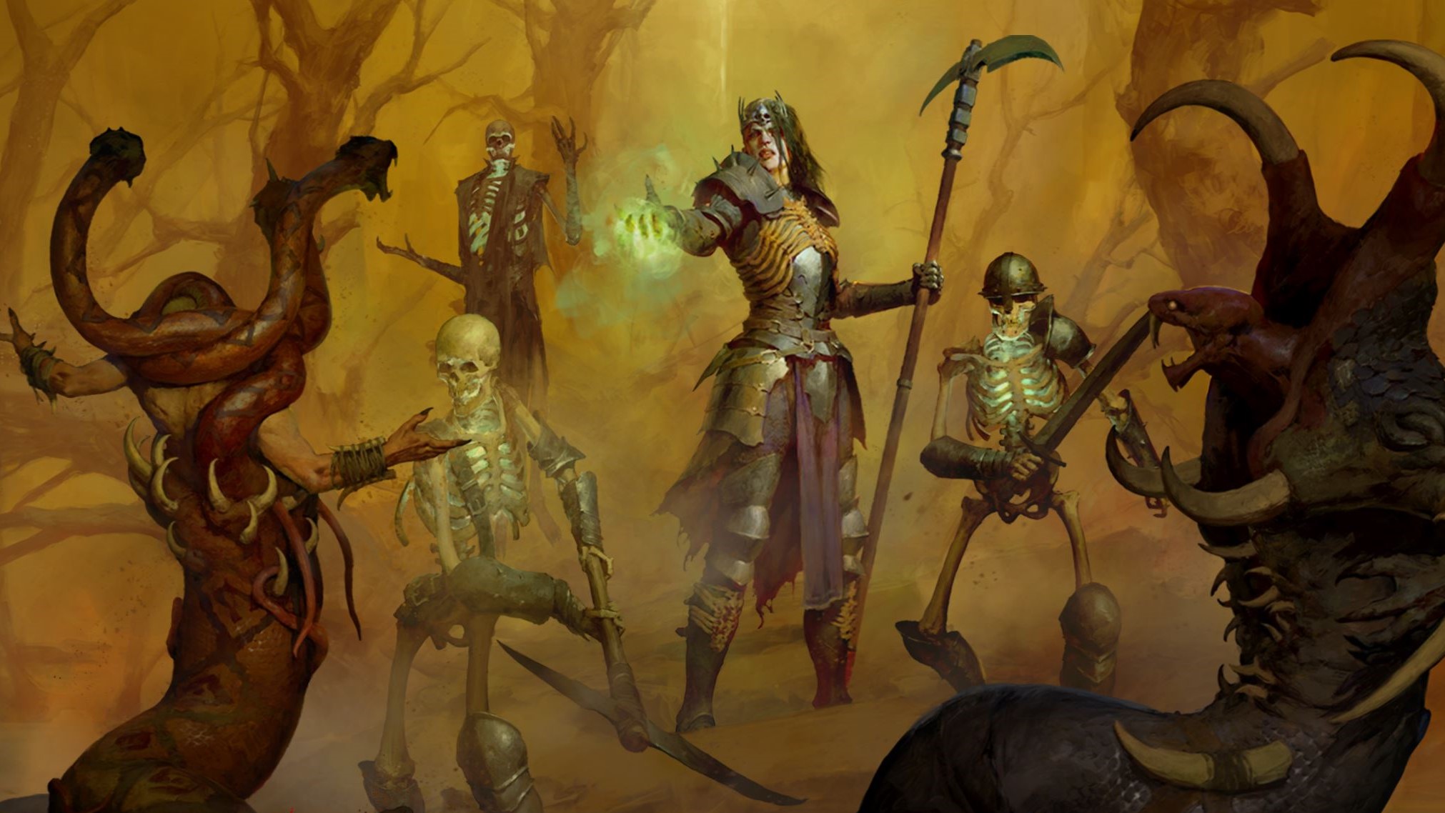 Diablo 4 Necromancer with some skeletons