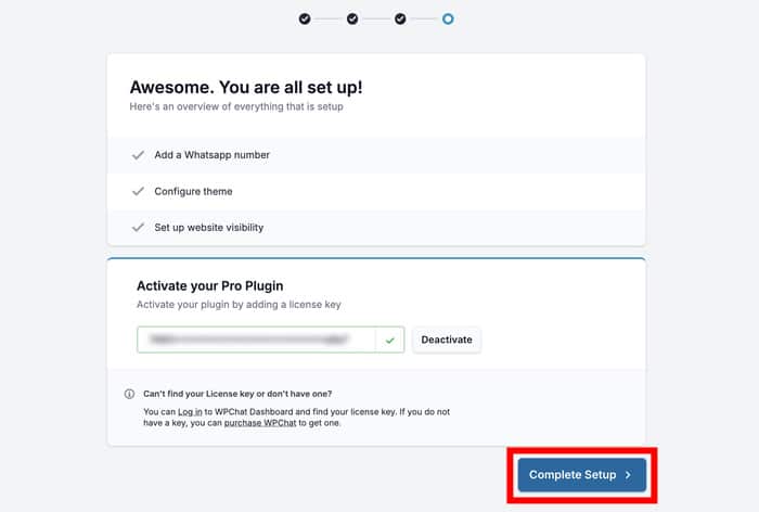 complete setup after license key - Smash Balloon enter your wpchat license key