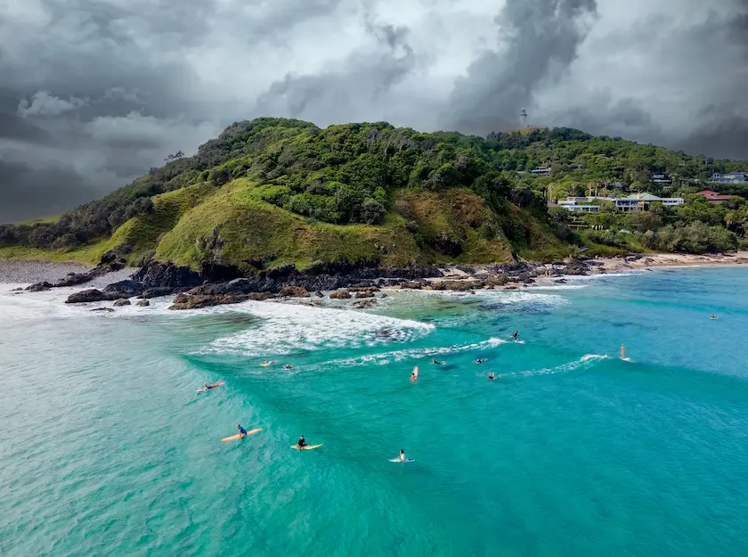 An image of Byron Bay super imposed with the text "Byron Bay"