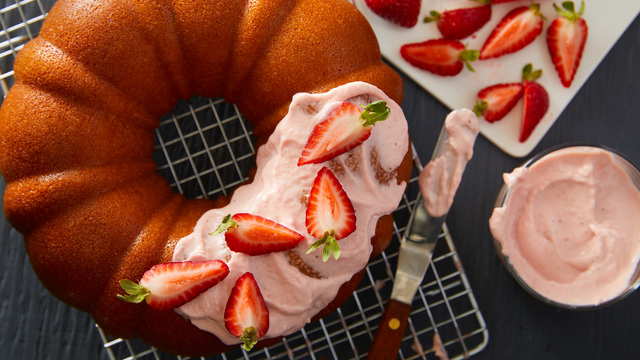 Strawberry Bundt Cake with Strawberry Sour Cream Glaze