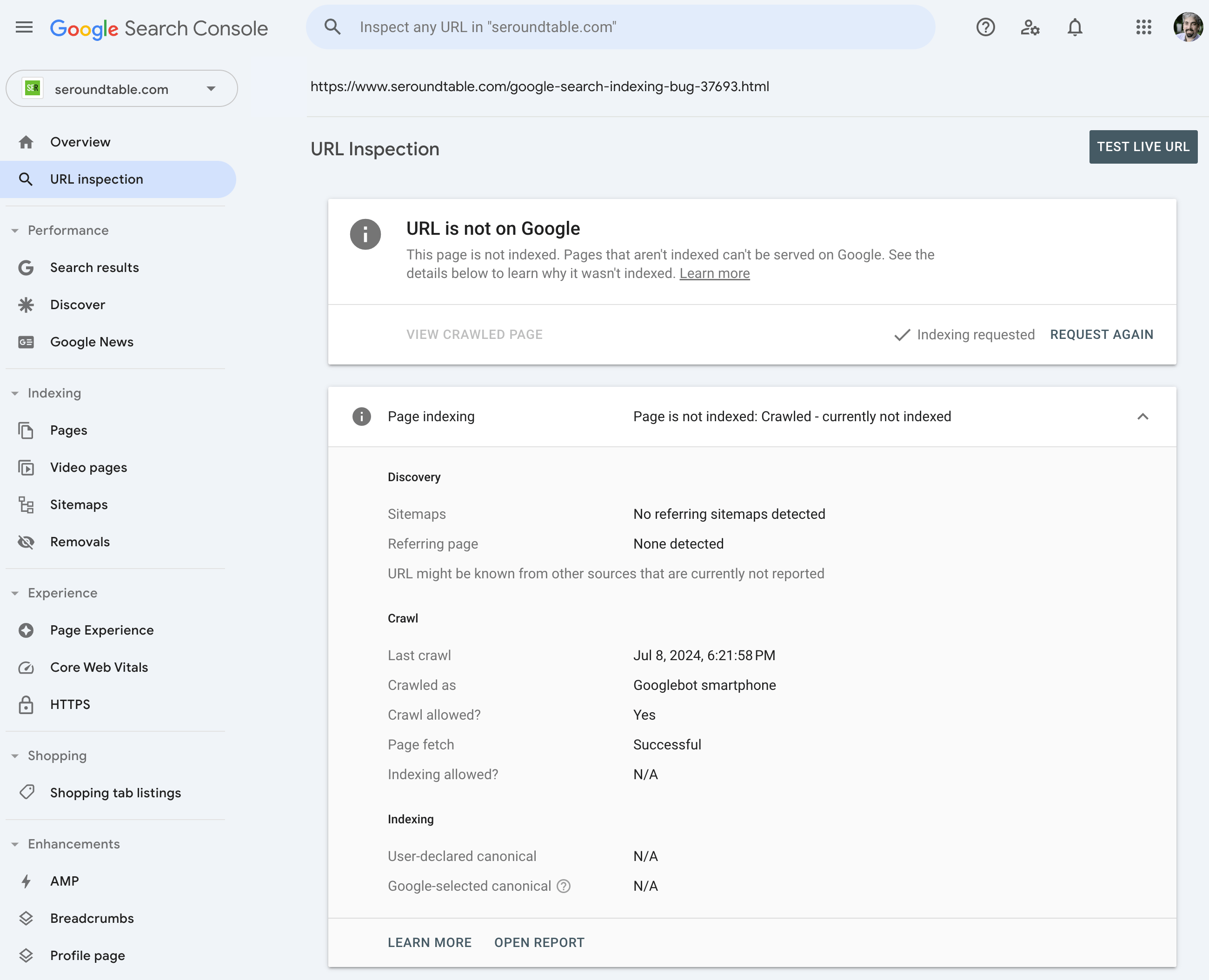 Google Search Console Indexing Issue Ser