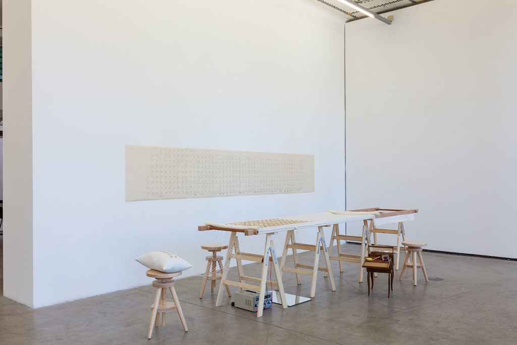 Embroidered Computer installation view