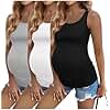 Ekoauer 3 Pack Sleeveless Pre-Pregnancy Basic Shirt Tunic Tank Top for Women Maternity 3 Pack Stretch Clothes M Black/Light Grey/White