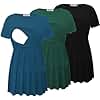 Bearsland Women’s Nursing Top 3pack Short Sleeve Scoop Neck Nursing Shirt Breastfeeding Shirts, Black & Vivid Blue & Deep Green, M