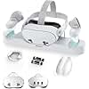 Smatree Charging Dock Compatible for Meta Quest 3S/Quest 3,Charge Controllers and Headset Simultaneously, VR Charging Station with LED Light, with 2 Rechargeable Controller Batteries(NO Adapter)