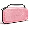 homicozy Glitter Carrying Case for Nintendo Switch & Switch OLED Console, Pink Hard Travel Case Shell Pouch for Nintendo Switch Console & Accessories