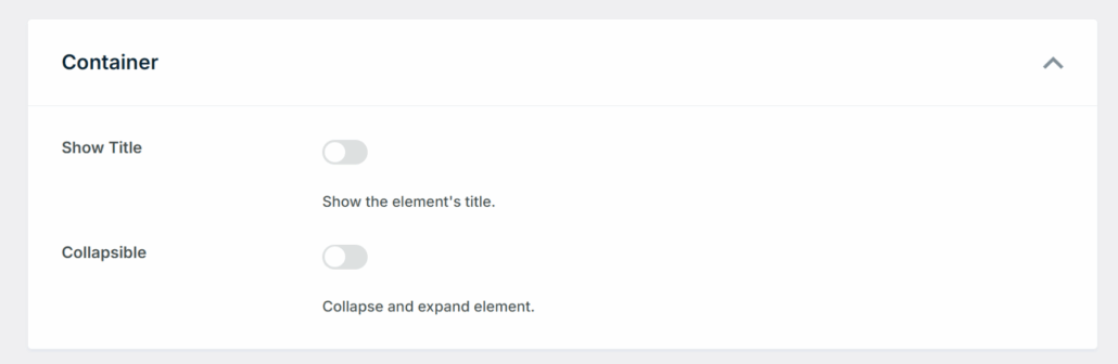 Reset button container settings