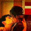 tinny: Song Sanchuan and Liang You'an from Nothing But You kissing in grungy brown-orange coloring and the word 'anchor' (cdrama_nothing_kiss)
