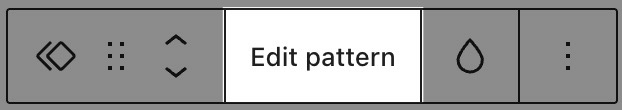 The "Edit pattern" option highlighted in the block toolbar.