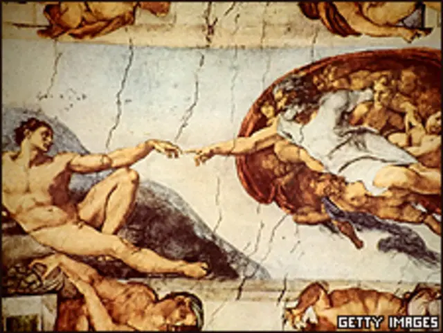 “La Creación de Adam”, obra de Miguel Ángel plasmada en el techo de la Capilla Sixtina 