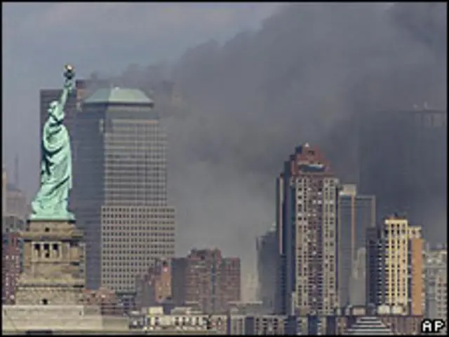 Estatua de la Libertad durante el 11 de Septiembre