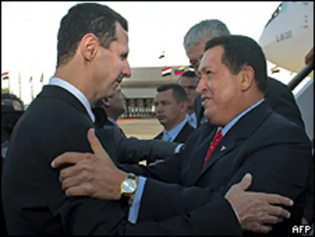 Presidente de Siria, Bashar al-Asad, y presidente de Venezuela, Hugo Chávez