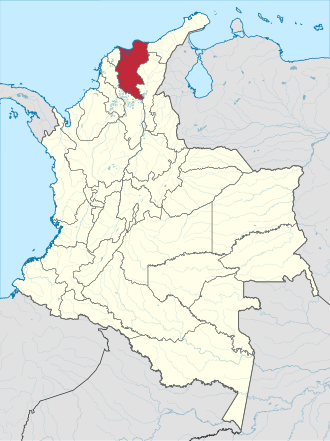 Departementets läge i Colombia