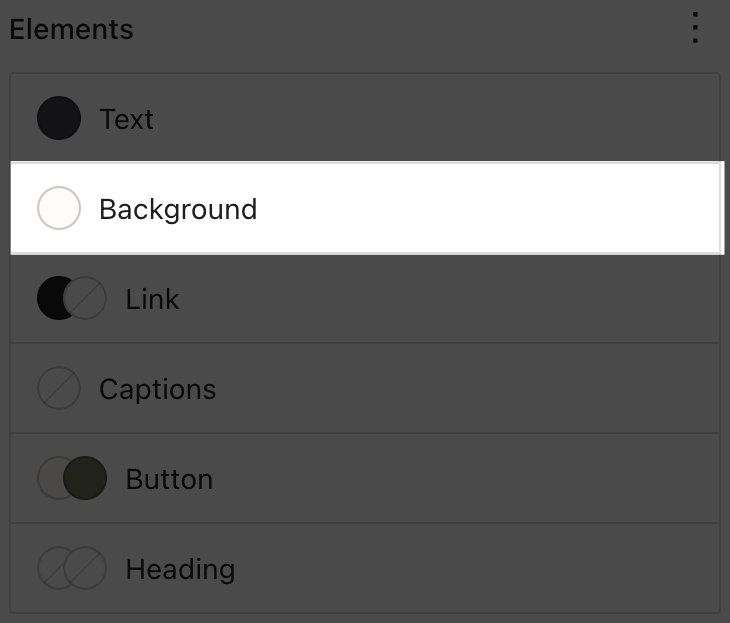 The background section of the Color Elements in the Style editor.