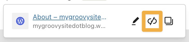 The Remove link icon with a box drawn around it