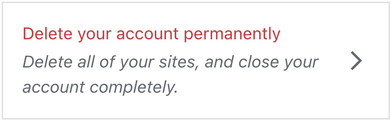 The "Delete your account permanently" option in Account Settings.