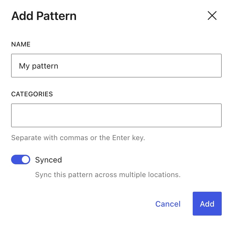 L’écran de création de la composition, affichant le nom et l’option de synchronisation a basculé sur la position « on ».