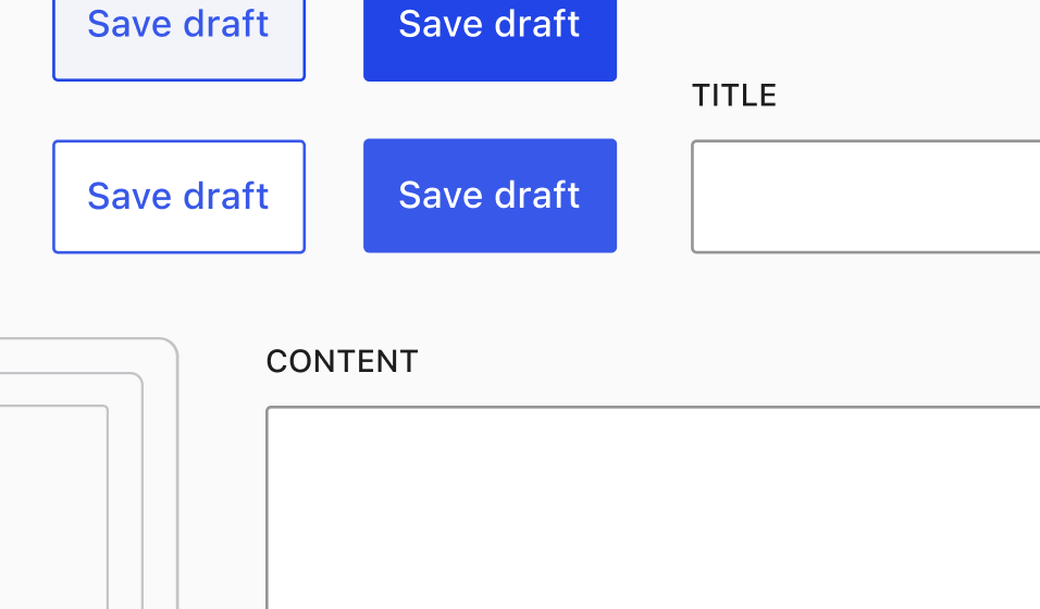 Illustration of secondary and primary buttons, inputs, all in the visually refreshed style.