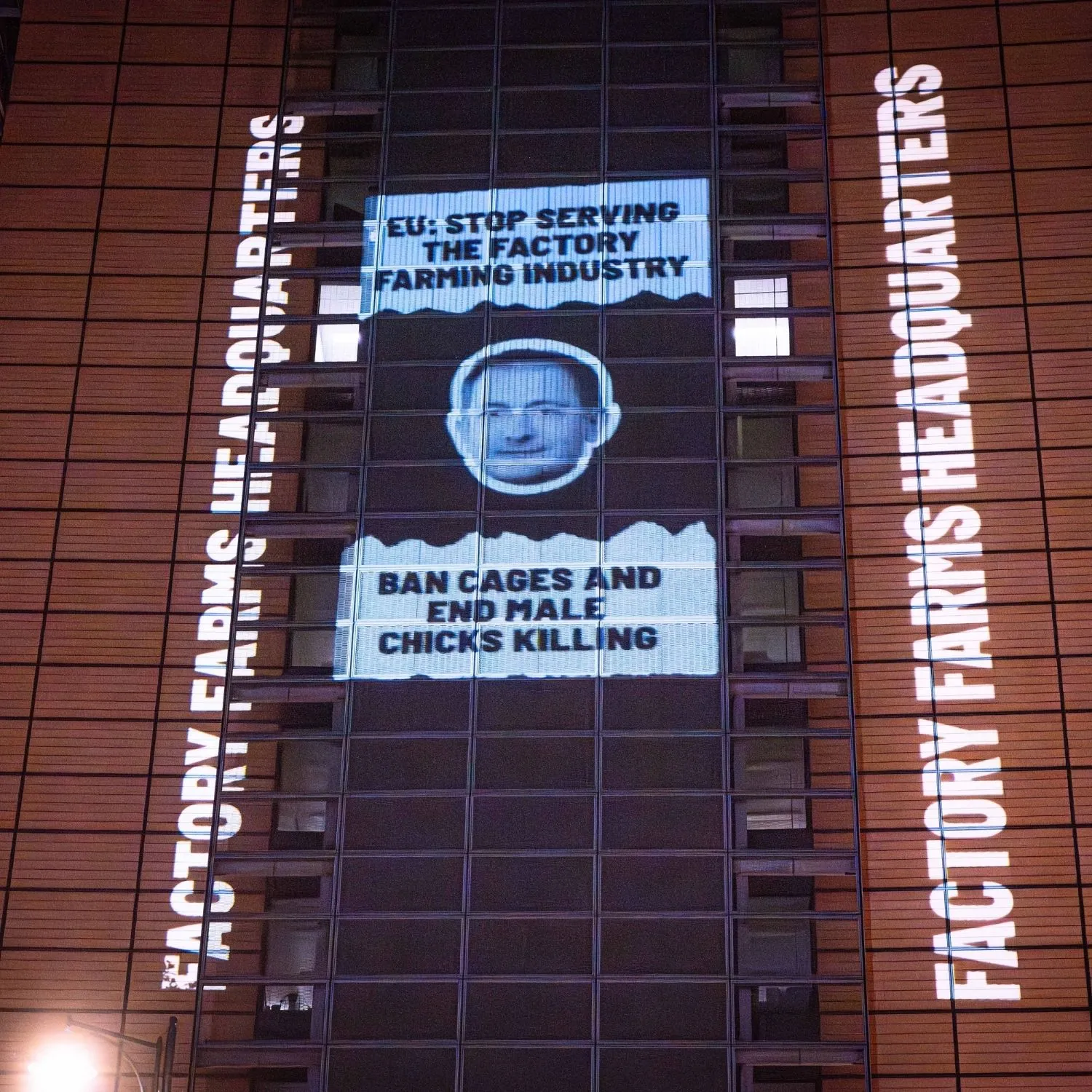 Disrupting projection in Brussels: the EU Commission becomes the Factory Farms Headquarters 1 Disrupting projection in Brussels: the EU Commission becomes the Factory Farms Headquarters