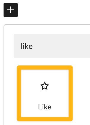 The Like block icon in the + block inserter.