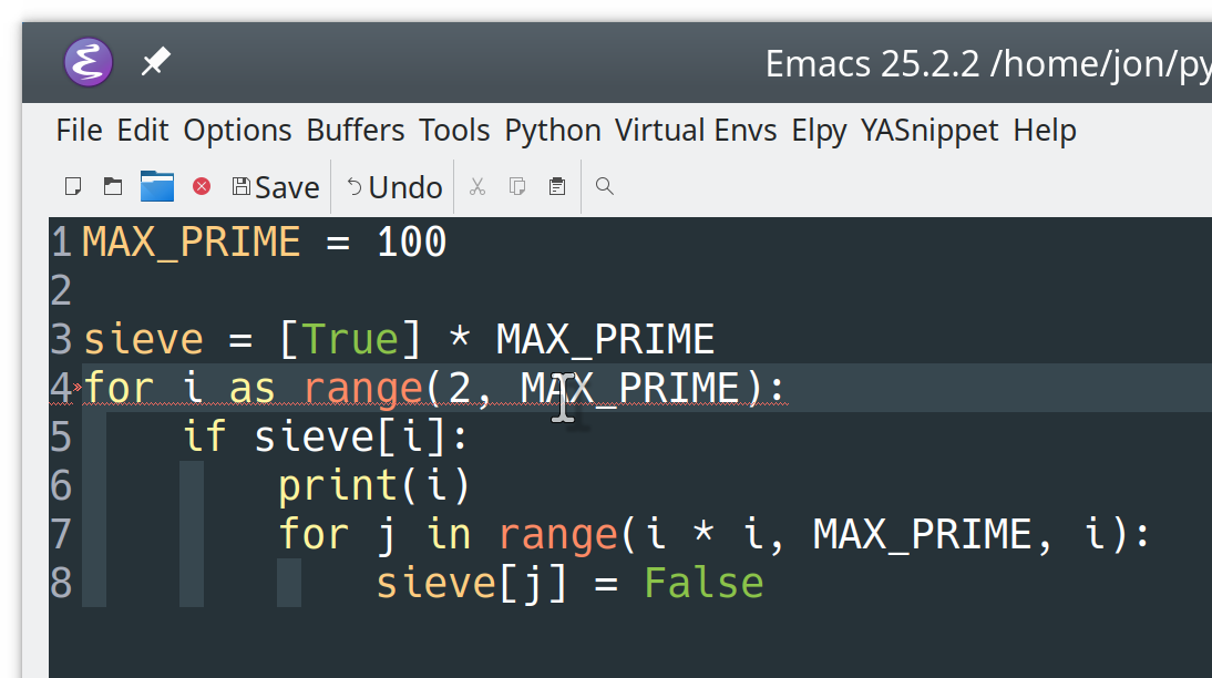 Error highlighting with elpy in Emacs