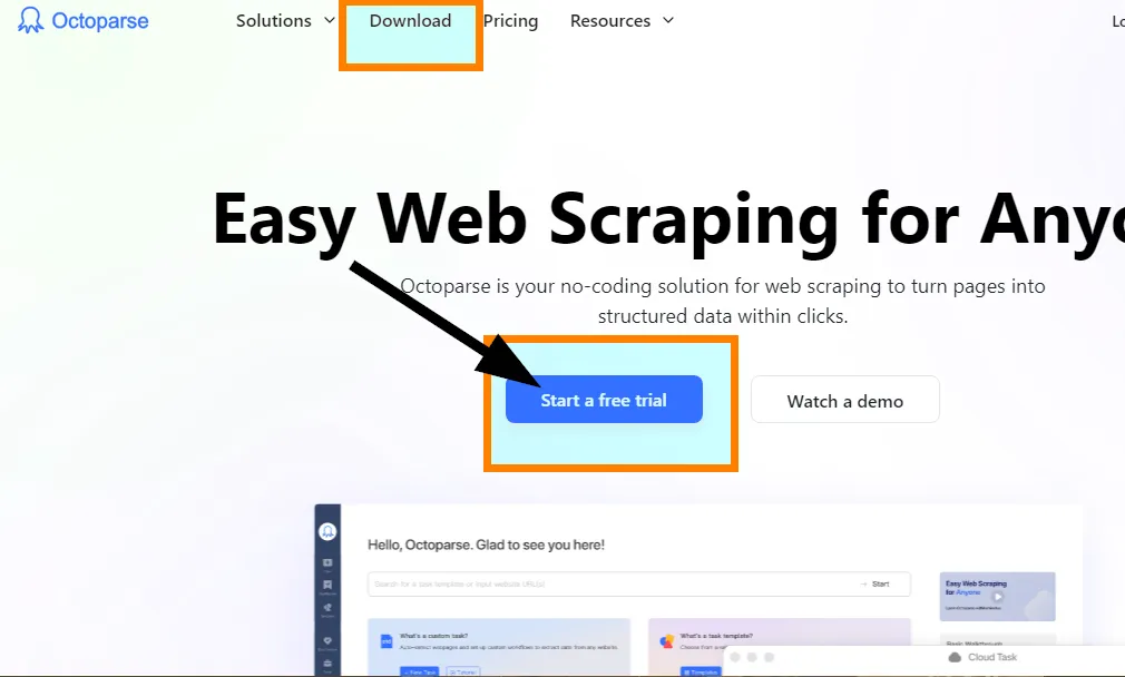 Octoparse homepage