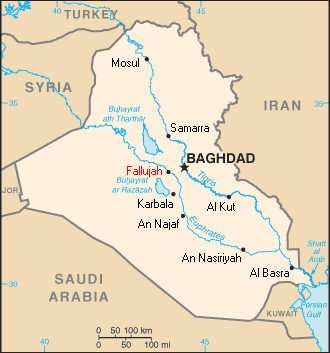 Lokasi Fallujah di Irak