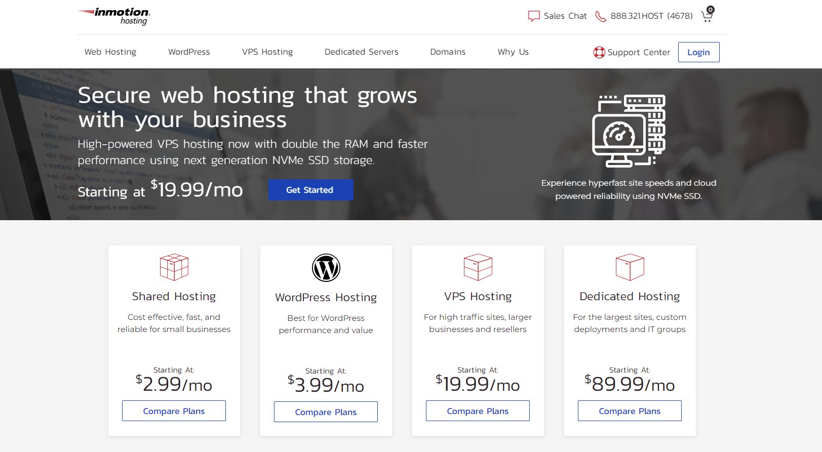 InMotion Hosting hosting plans
