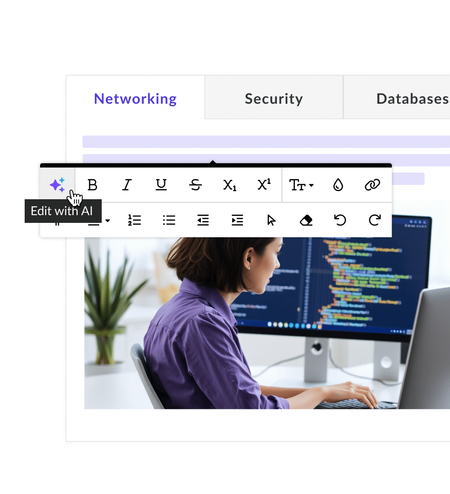 Rise interface showing that you can edit the content of a tabs interaction with AI Assistant.