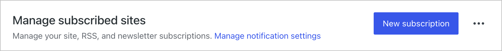 The "New subscription" button in the WordPress.com Reader to add a new Reader subscription.